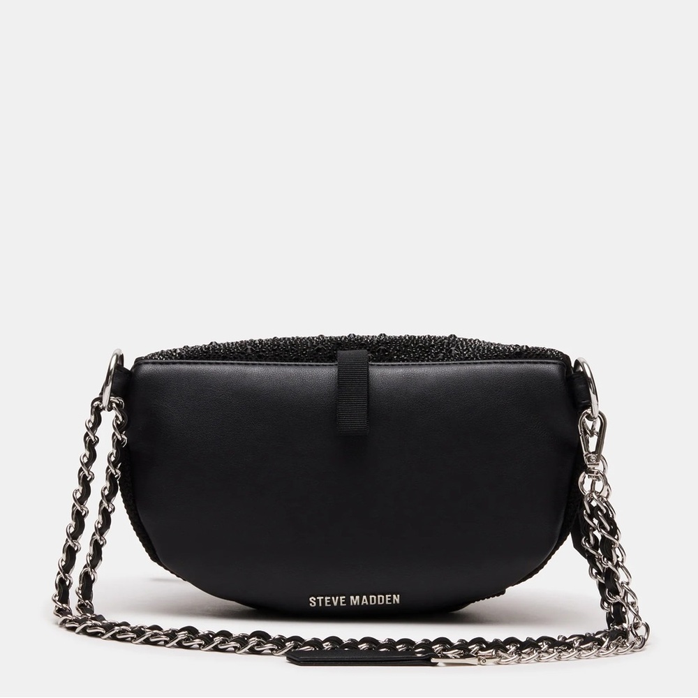 Steve Madden Black Crossbody Bag with Chain Accents - Picture 5 of 11